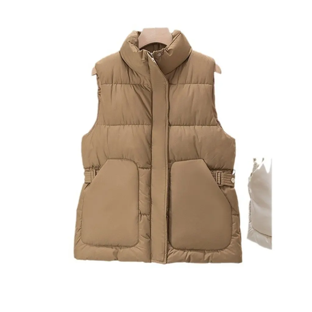

Women's Cotton Vest Sleeveless Korean Style Vertical Collar Loose Outer Wear Autumn Winter Trendy Cotton-padded Jacket
