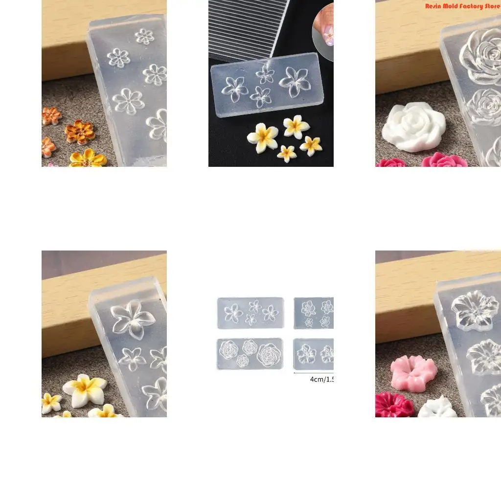

MXME 4PCS Professional Silicone Flower Molds Set For Gel Art Detachable Crafting Tools Reusable Art Forms