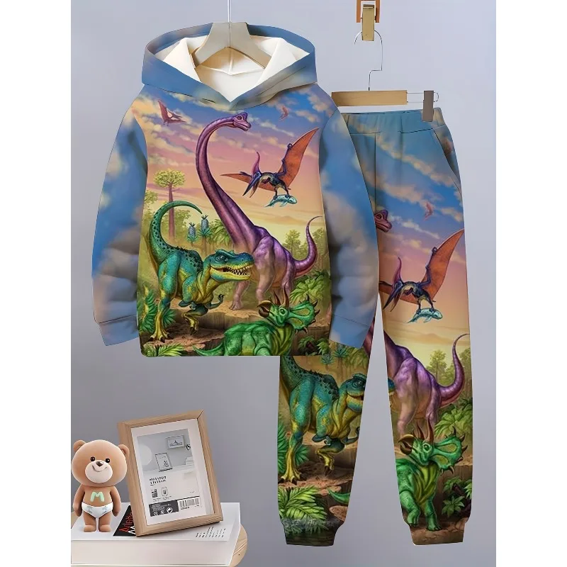 2025 3D Digital Animal Dinosaur Spider Cat imprimé sweat à capuche et pantalon de sport ensemble de 2 pièces