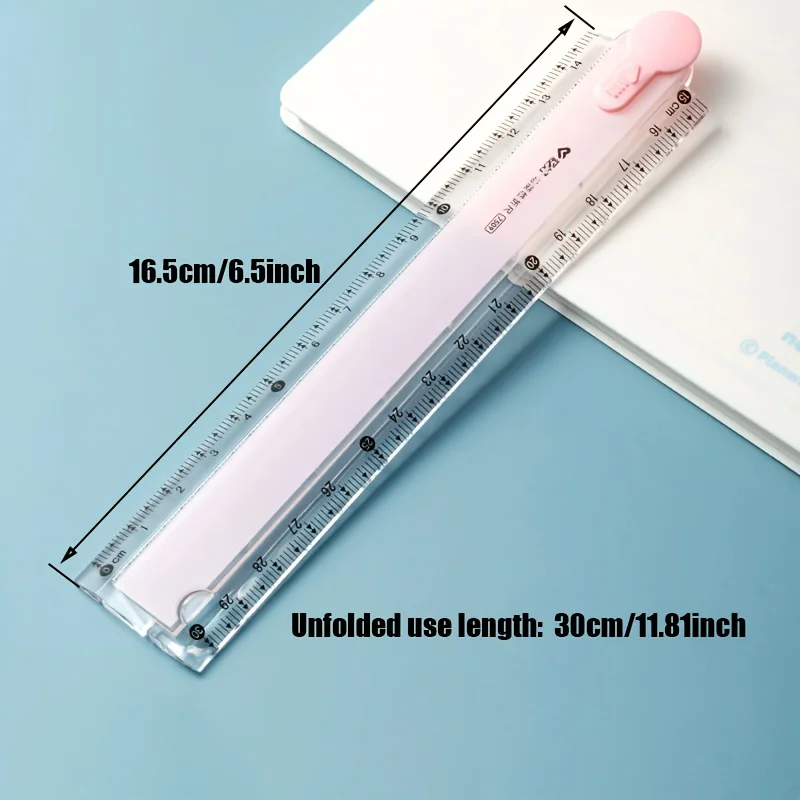 1Pc Multifunctional Folding Ruler, 4 Colors Available, Clear Scale, Portable for Geometry Drawing & Measuring at School Home image 4