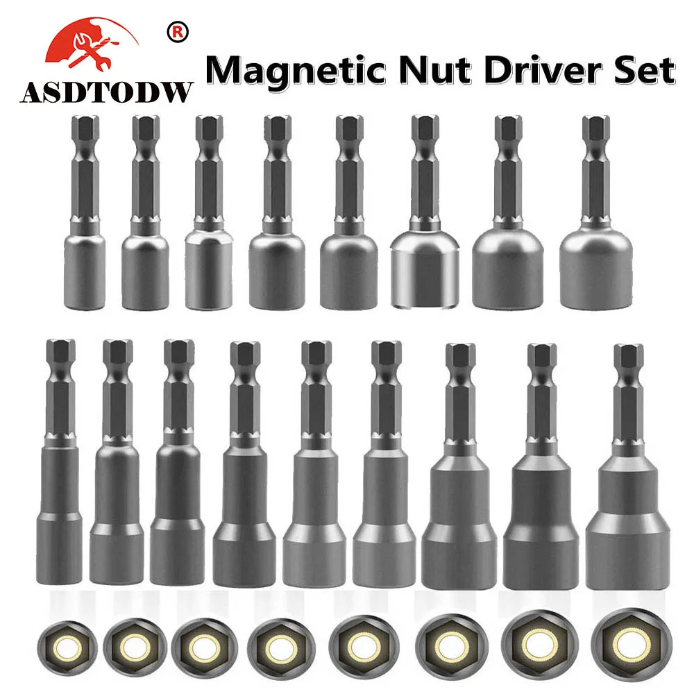 Impact Socket Magnetic Screwdrive Power Nut Driver Drill Bit Set 1/4” Repairing Tool Kit