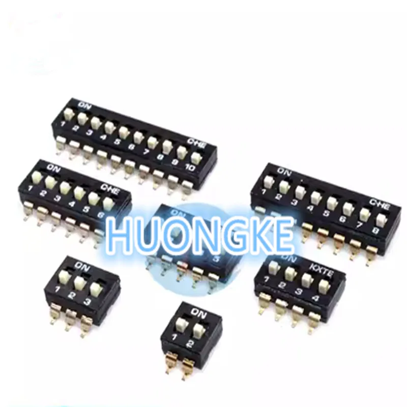 10PCS/LOT 2.54mm spacing 1P-2P-3/4/5/6/8/10P position black key type dial switch patch - straight in