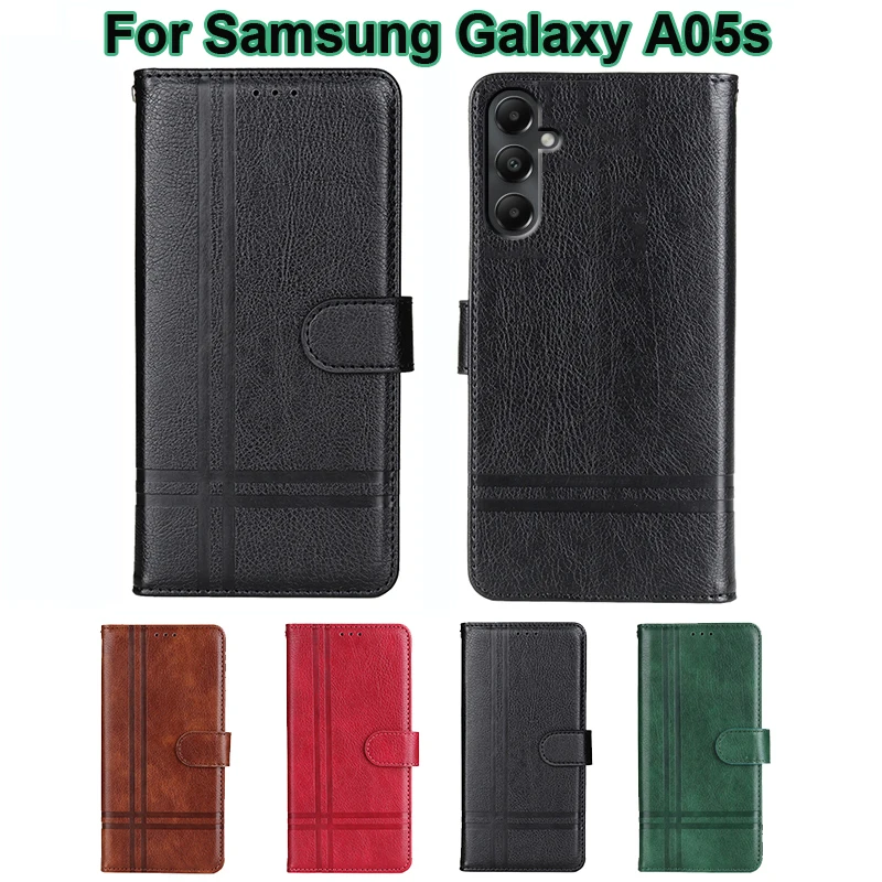 For чехол Samsung A05S Case Original Leather Capas Wallet Coque Flip Phone Cover For Carcasas Samsung Galaxy A05S SM-A057F Funda