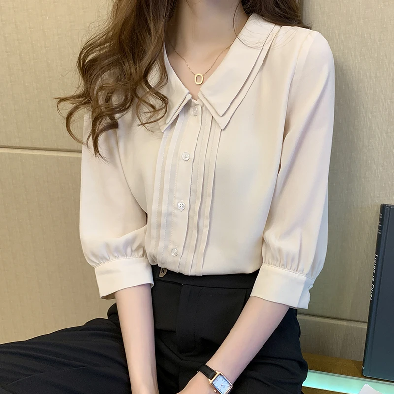 Blouse Women Blusas Mujer De Moda 2024 Women Blouses Summer Short Sleeve Women Shirts Chiffon Blouse Shirt Women Tops Blusa D328