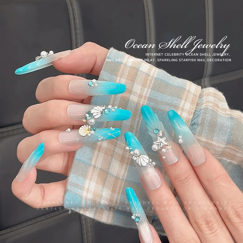 20개/박스 3D 지르콘 메탈 쉘 네일 참 믹스 쉘&불가사리 합금 크리스탈 네일 아트 DIY 여름 바다 조개 네일 부품 JE-1