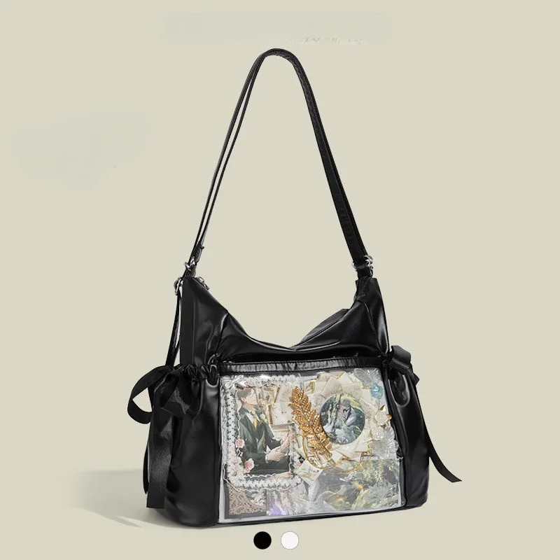 

Ретро однотонная сумка-тоут с бантом, женская кожаная большая вместительная простая сумка на плечо, женский школьный стиль, многофункциональный рюкзак