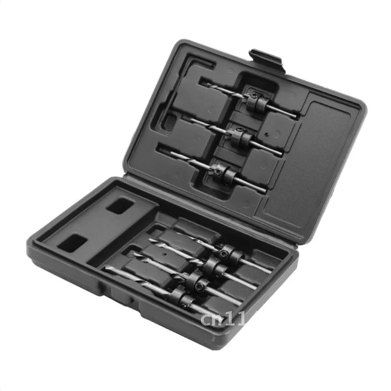 

Professional 7 pcs Countersink Drill Bit Set Wood Screw Drills Tampered Stop Collar Woodworking Countersinks Bits