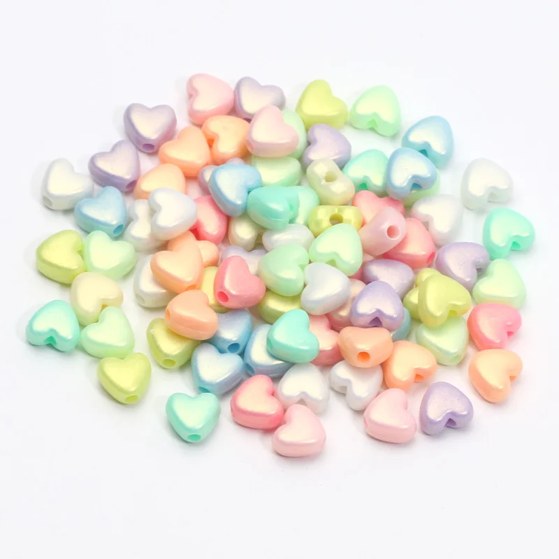 Love Heart Spacer Bead 7x8mm 100pcs Pearlescent Color Acrylic Beads For Jewelry Making DIY Handmade Jewelry Earrings Accessories