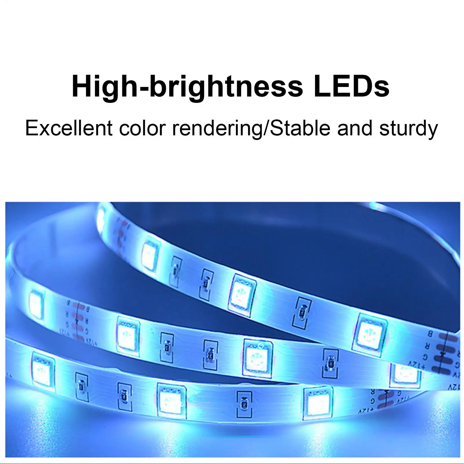 

Color Changing LED Strip Lights Adhesive Backing Music Syncing 12V 2m Indoor Bedroom LED Tape Lights For Living Room Ceiling