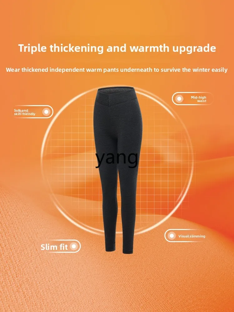 CX مريحة متوسطة وعالية الخصر طويلة جونز ثلاث طبقات سميكة ملابس داخلية الصوف المرأة طماق السراويل الدافئة