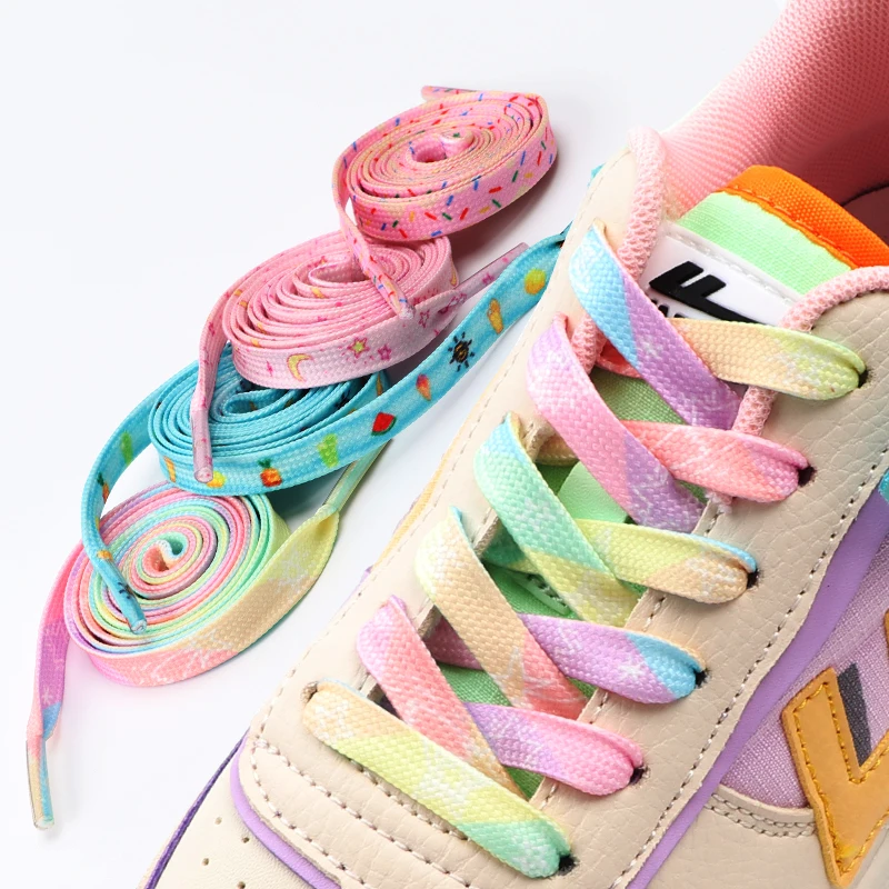 

Flat Shoelaces for Sneakers Tennis Shoe Laces Rainbow High Shoelace Printing Pattern Women Man Child Shoe Lace Shoe Accessories