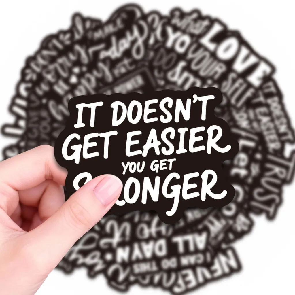 50Pcs Motivational Quote Stickers, Black White Minimalist Waterproof Decals, Personalized DIY Decor Golden Memory Stickers Store
