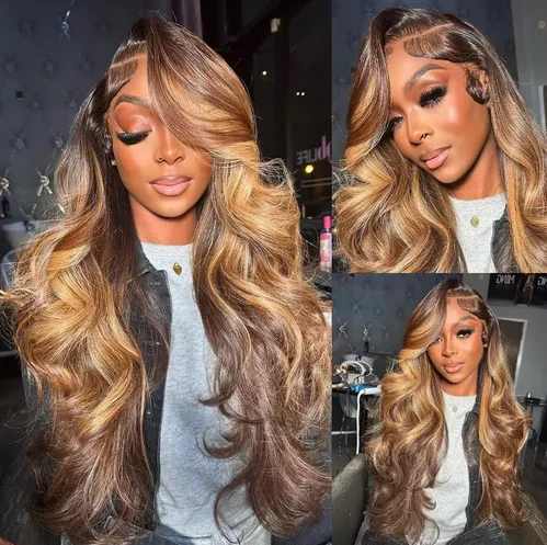 13x6 Highlight HD Lace Frontal Wig Human Hair Honey Blonde Body Wave Lace Front Wigs For Women Brazilian Wigs Pre Plucked