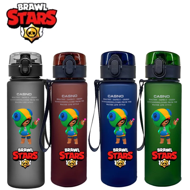 Characters Brawl 560ML Space sports water cup AnimeFrosted Plastic Portable Sports Large Capacity Water Cup Spike Leon