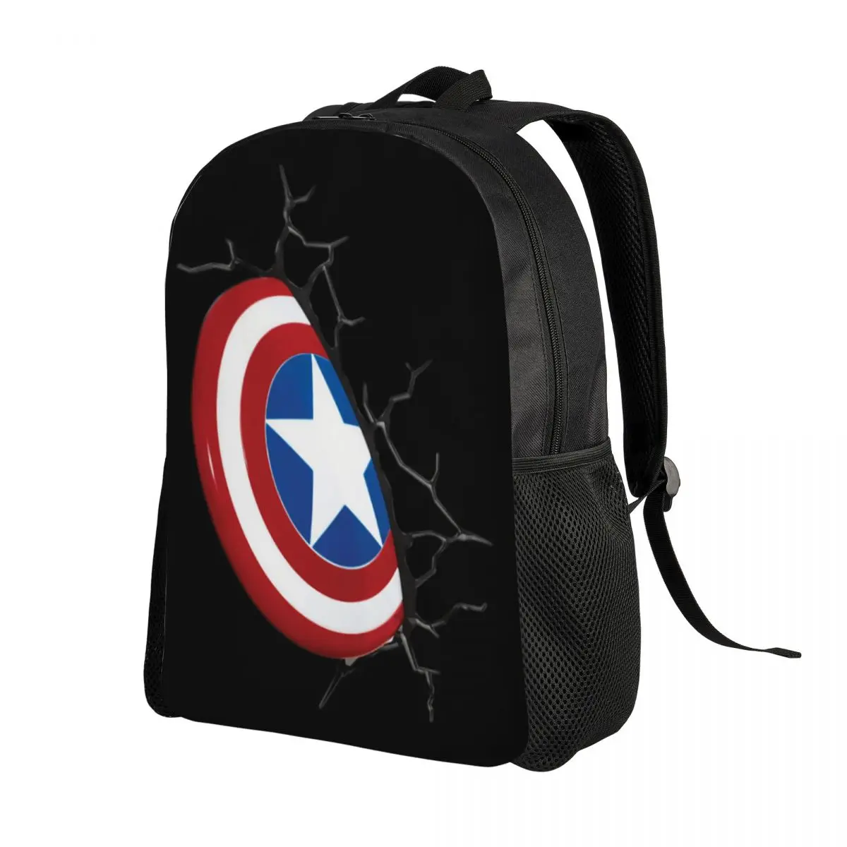 Custom Captain America Shield Backpack for Women Men School College Students Bookbag Fits 15 Inch Laptop Bags