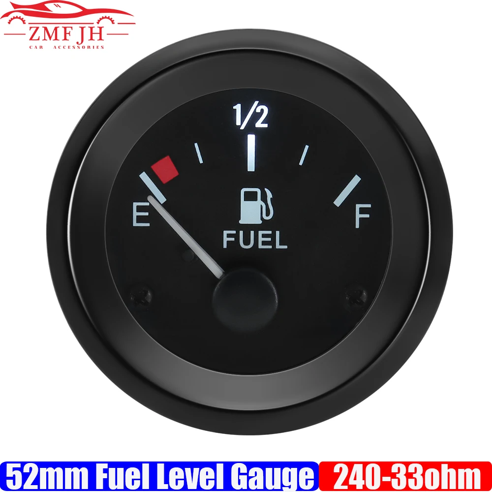 2'' 52mm Fuel Level Gauge Pointer 12V Car Fuel Tank Meter with LED Backlight Rim Automotive Gauges