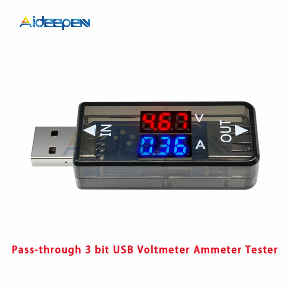 DC 5V Red+Blue Dual USB Current Voltage Charging Detector Tester Battery Voltmeter Ammeter Charger Doctor DC 3.2-10V