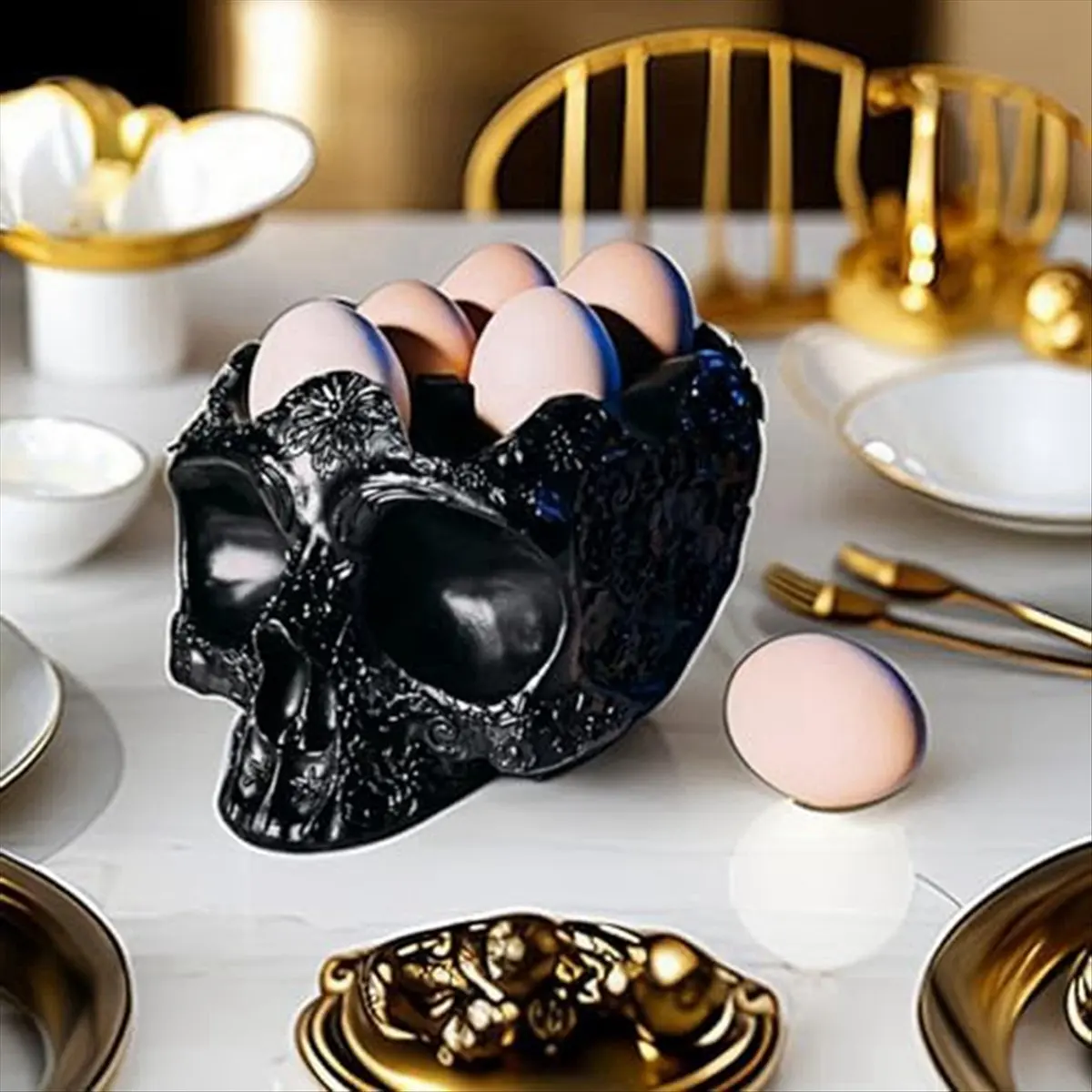 New Arrival Skull Egg Holder Chicken Egg Holder Countertop Resin Craft 6 Egg Holder Countertop Egg Holder Home Table