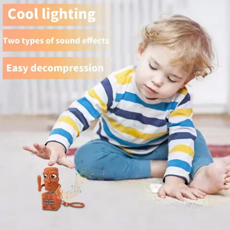 Creative Trick Sound Tung Tung Sahur Keychain Pendant Decompression Button Toy for Kids Adults