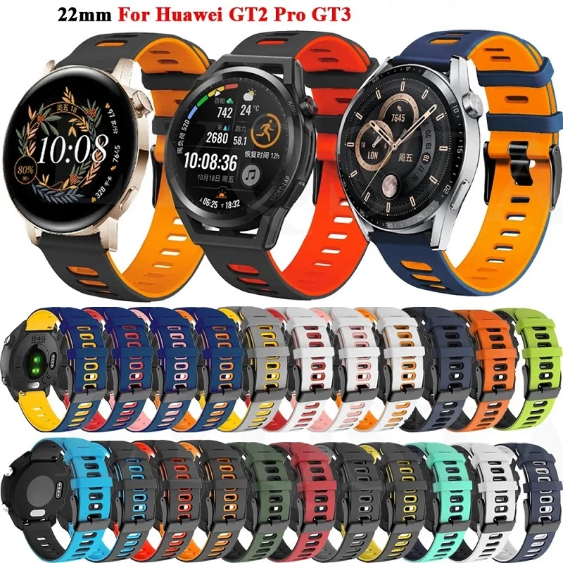 22mm cinta para huawei relógio 3 46mm esportes pulseira de silicone relógio gt3 gt 2 pro 3 pro pulseira acessórios substituíveis cinto