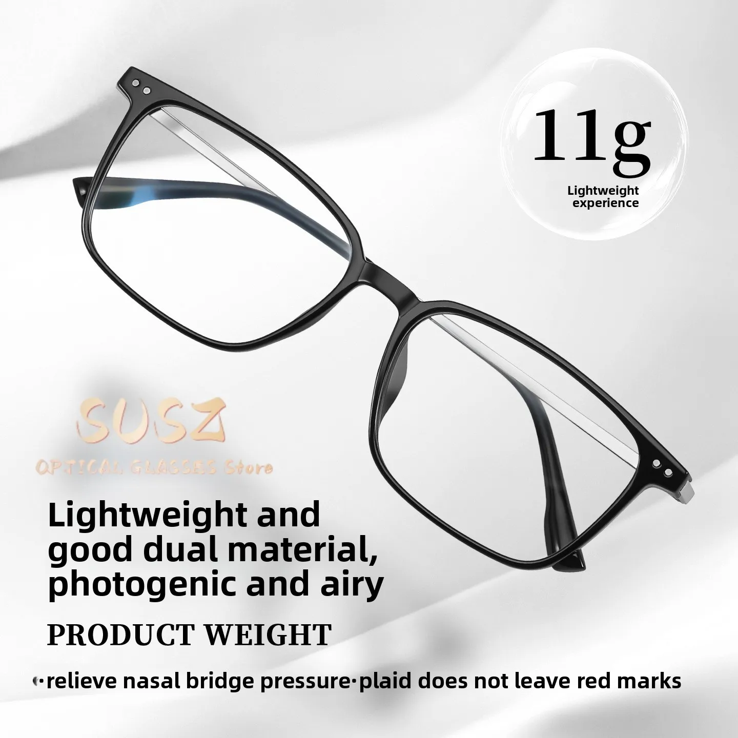 

SUSZ Reading Glasses Men SquareTitanium Frame Anti Blue Light Prescription Optical Glasses Progressive Reading Eyeglasses