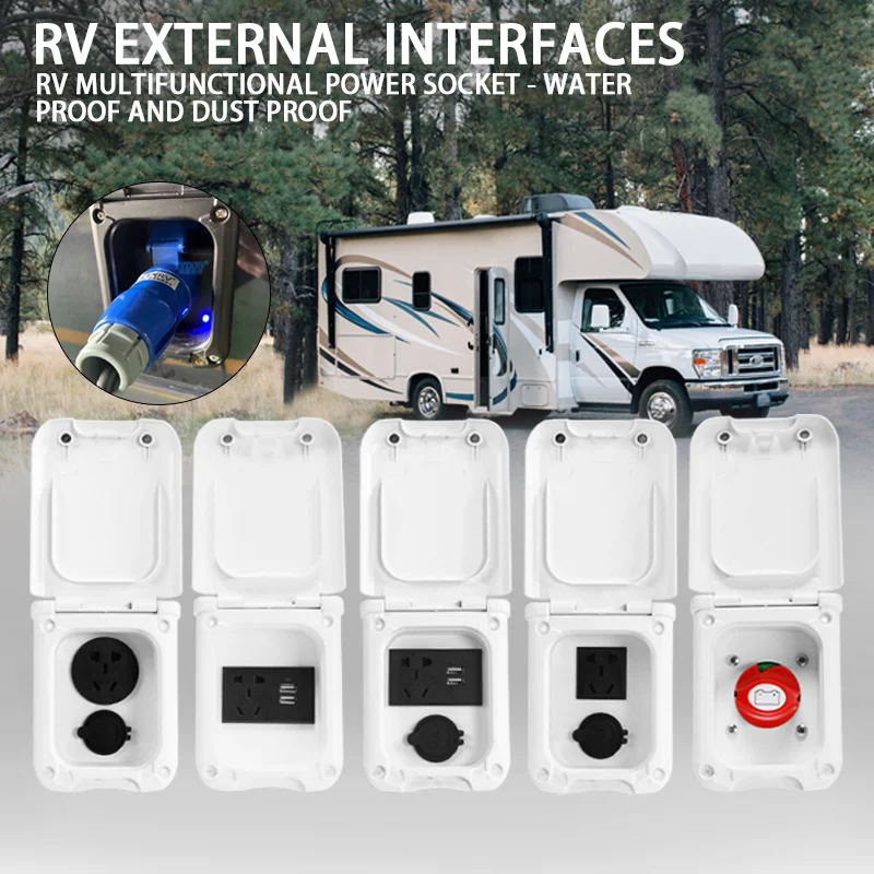 TYTXRV RV Caravan electrical outlets External Flush Hook Up power supply Waterproof Plug Socket Power outlet RV power receptacle