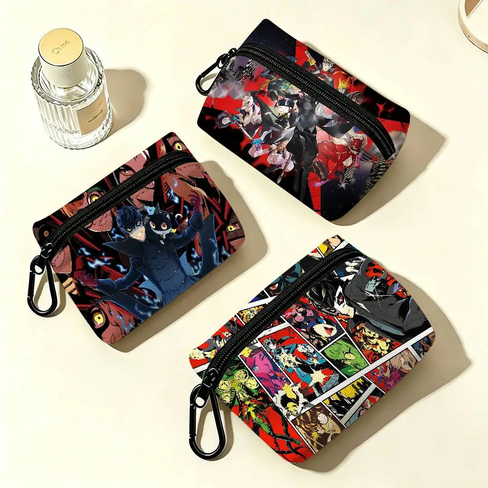 Game P-PersonaS Oxford Cloth Zipper Wallet Multifunctional Hanging Coin Bag For Credit Cards Keys Coins Earbuds