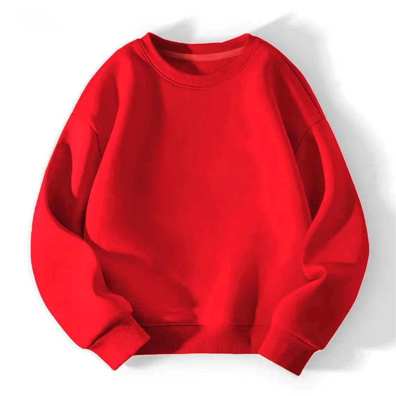 Autumn Boys Girls Sweatshirts New Children's Casual Round Neck Solid Color Pullover Teenager Fashion Spring Loose Top Clothes