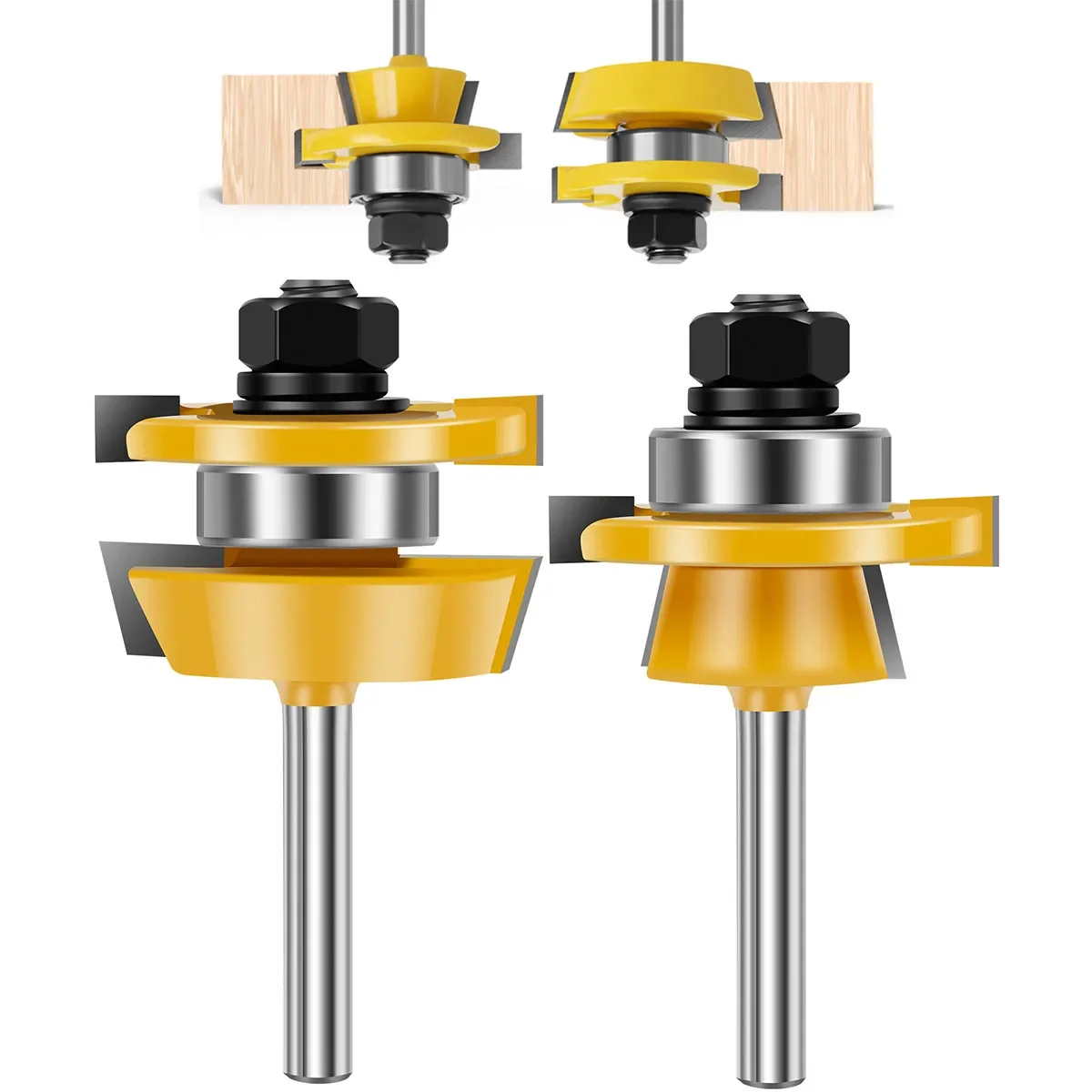 

Фреза для шипов и пазов (2 шт.), хвостовик 1/4 дюйма, твердосплавный наконечник, для деревообработки