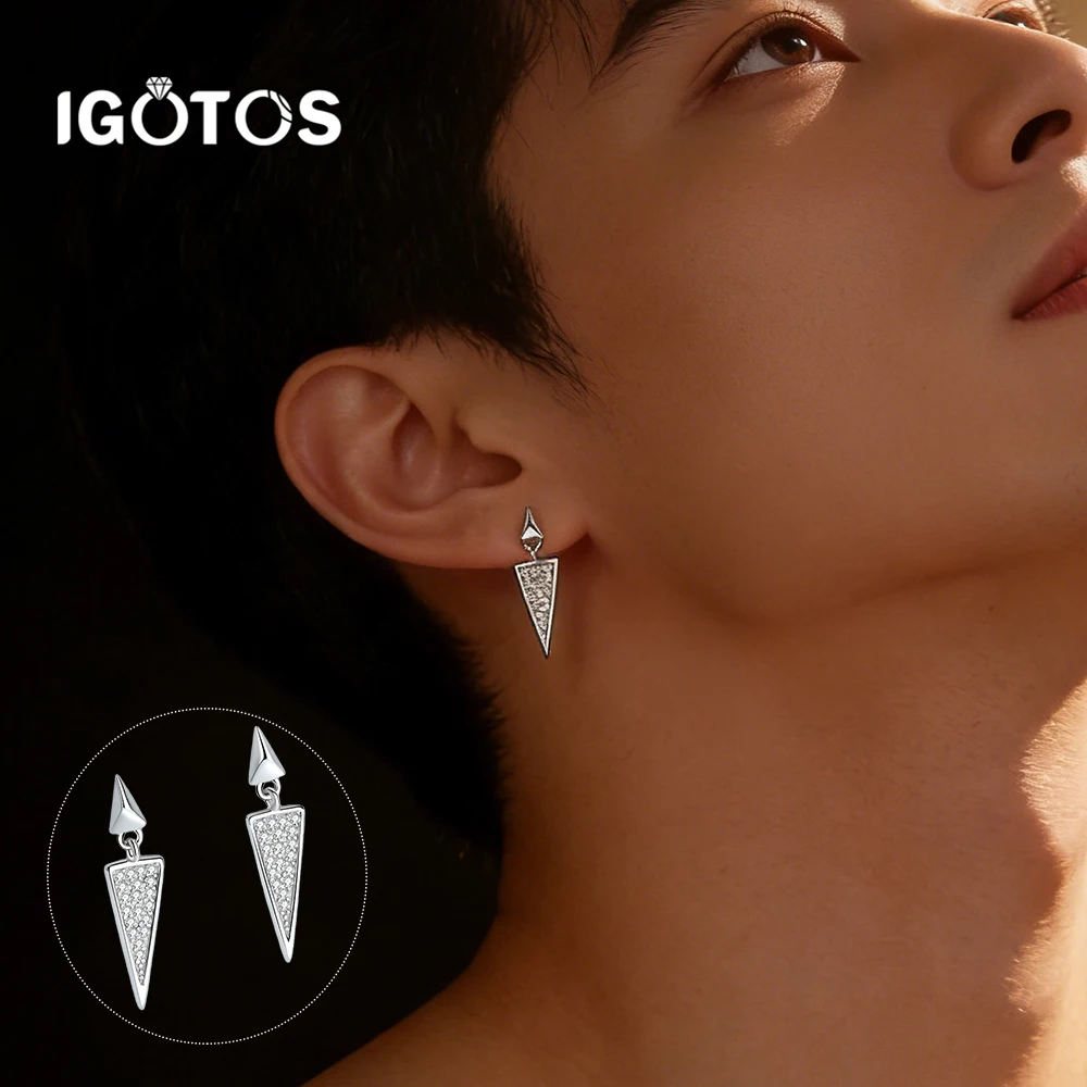 Triangle Full Moissanite Stud Earrings for Women Man Kpop Inspired Minimalist 925Sterling Silver Jewelry Perfect Daily Wear Gift