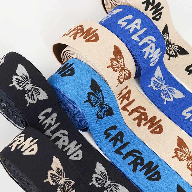 Printing Butterfly Elastic Bands 40mm Nylon Fabric Elastic Ribbons Swimsuit Stretch Clothing Jacquard Webbing Sewing Accessories