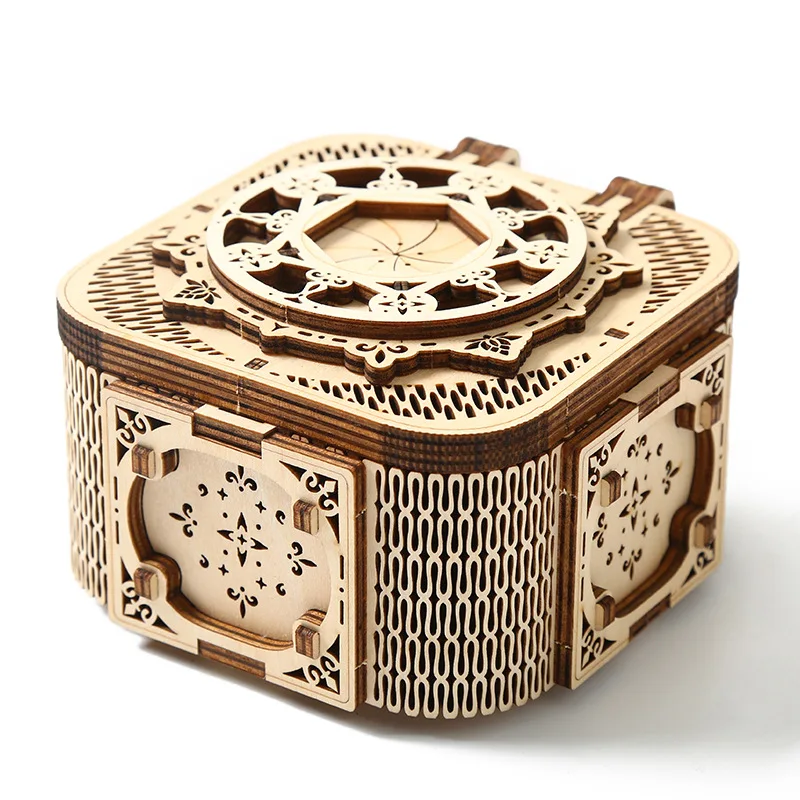 3D Wooden Puzzles Storage Box Music Jewelry Box Model Building Block Jigsaw DIY Assembly Kits Kids Educational Toy for Children