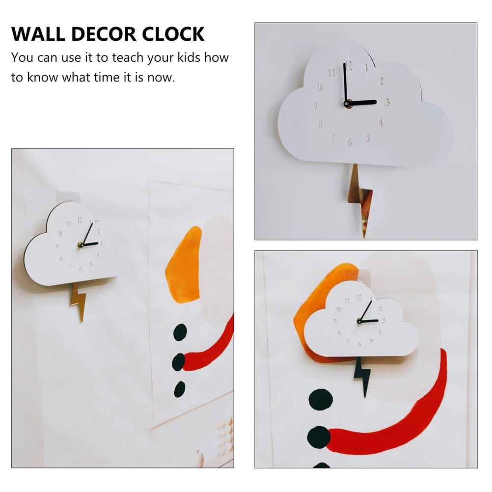 

1pc Wooden Cloud Shape Wall Clock Flash Swing Room Decor Eco-Friendly Acrylic Bedroom Living Room Office Decorative Clock