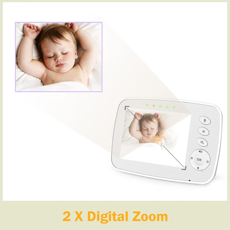 Two-way Voice Intercom 3.2 Inch Wireless Baby Monitor Room Temperature Monitoring Infrared Night Vision Lullaby PlayingCaregiver