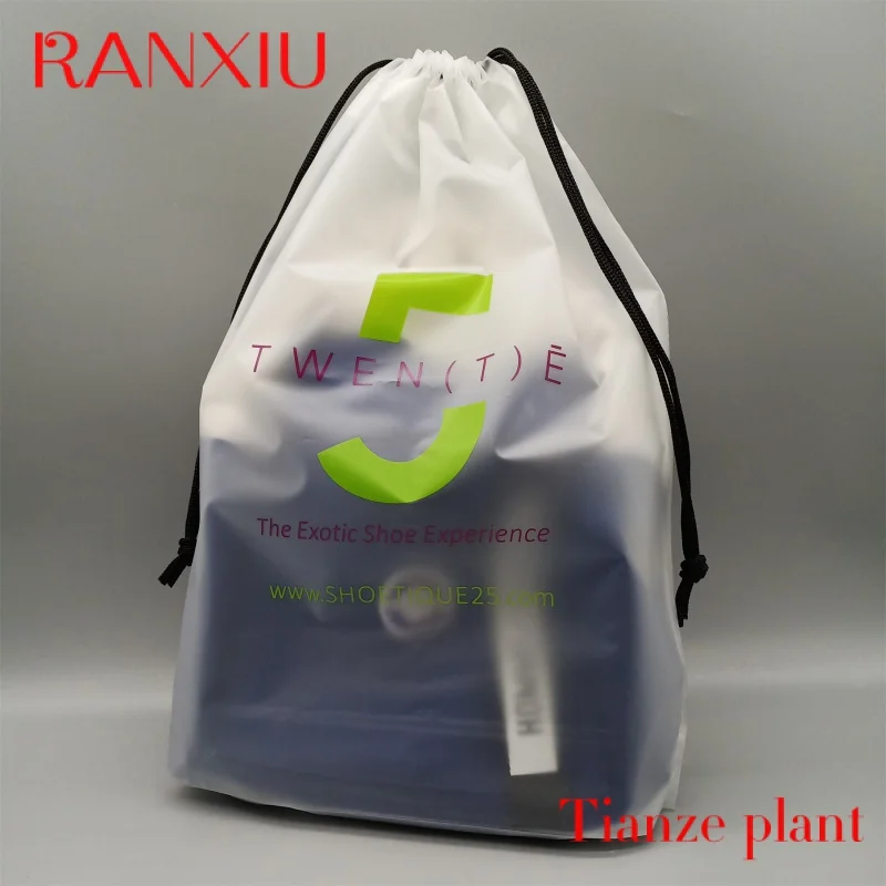 Custom Custom large eco friendly drawstring bag Plastic Frosted Bags Packaging poly Bag for clothes