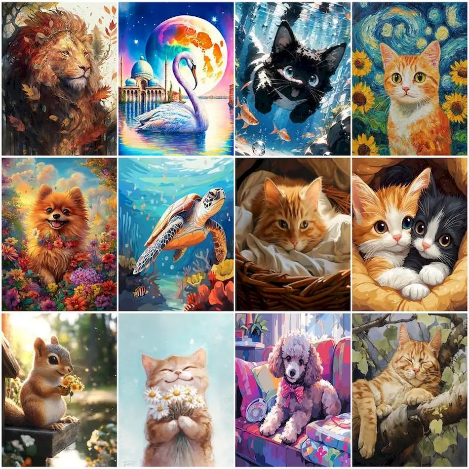 

RUOPOTY Diy Oil Painting By Numbers Animals Color Markers On Canvas Art Supplies Handpainted Paint Kit Arts Crafts Picture Paint