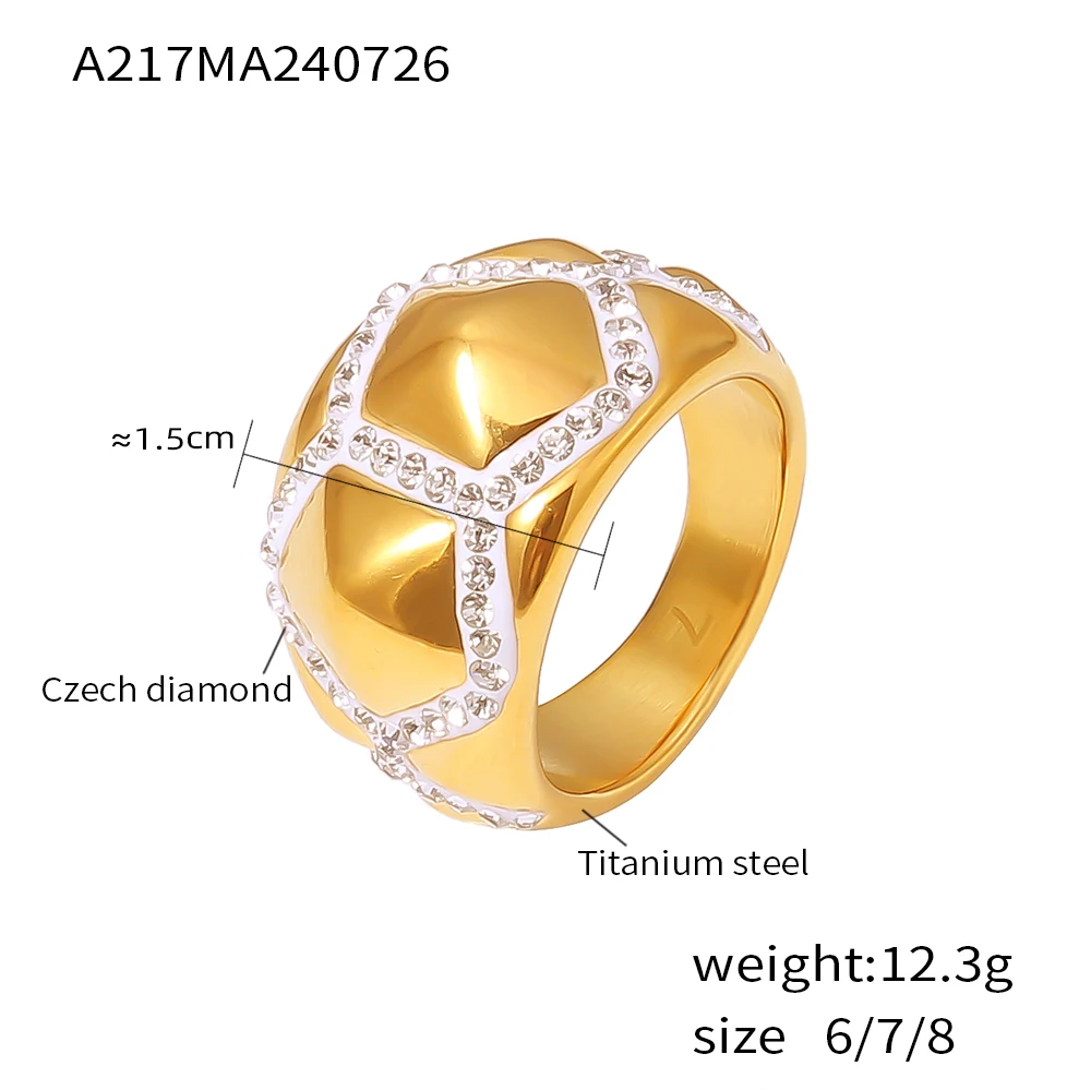 Chic Hip Hop Rings for Women Luxury Hip Hop Index Ring Stainless Steel Gold-plated Waterproof Party Jewelry Gift Wholesale