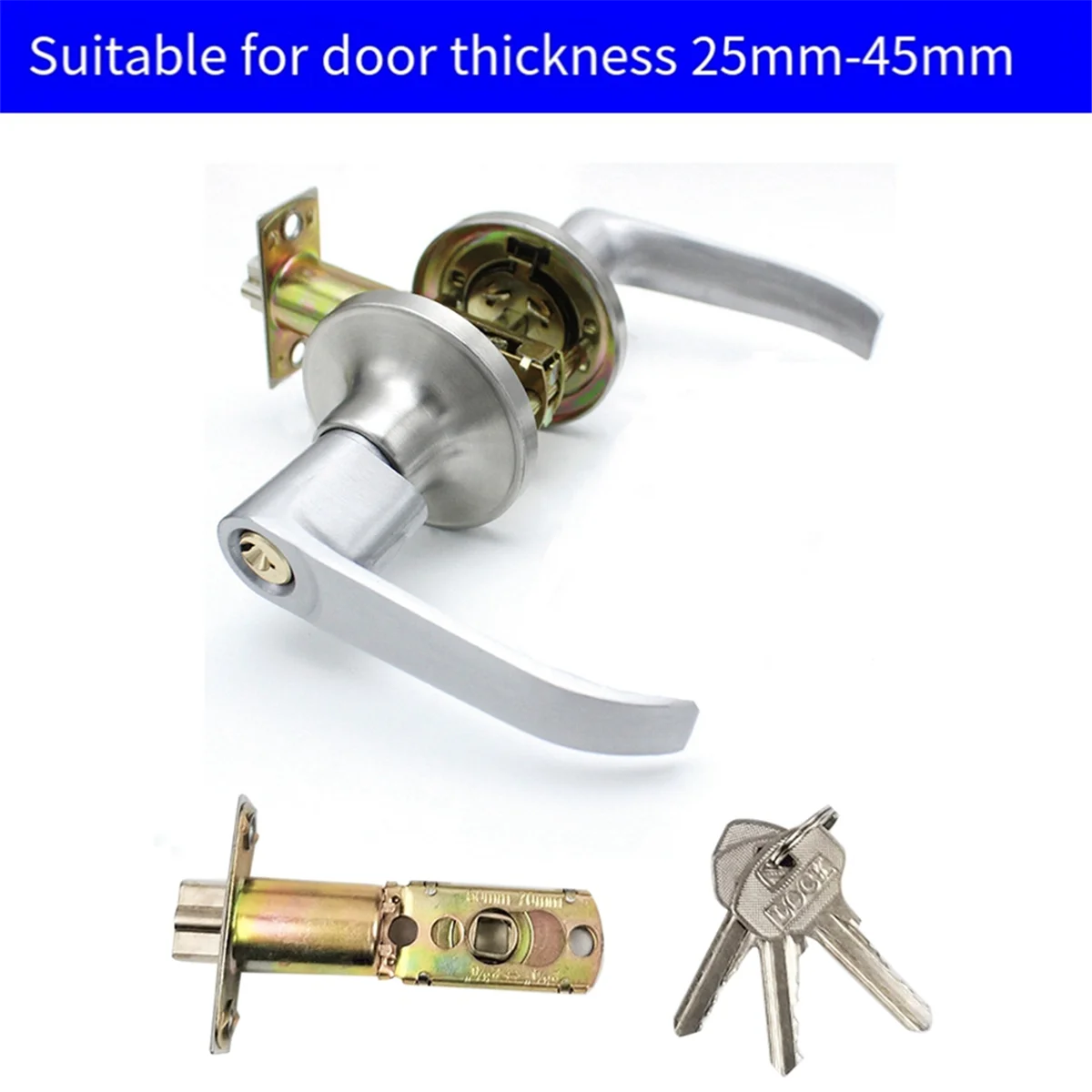 

Door Handle Lock Entry Sliding Front Doors Entrance Keyed Locks Home Use for Bedroom Living Room Indoor HouseholdJAS