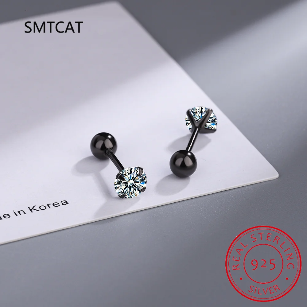 Real 0.4-4 Carat Moissanite Stud Earrings For Women Man Top Quality S925 Sterling Silver Screw Ball Ear Studs Jewelry