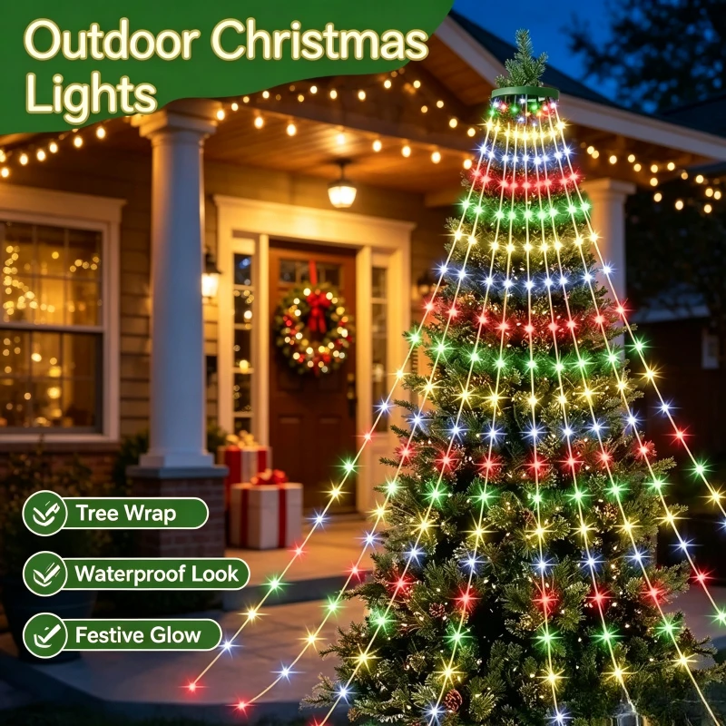Warm Ambient Christmas Light String Tree Living Room Home Decor New Year Celebration Lighting USB Battery Operated Hanging