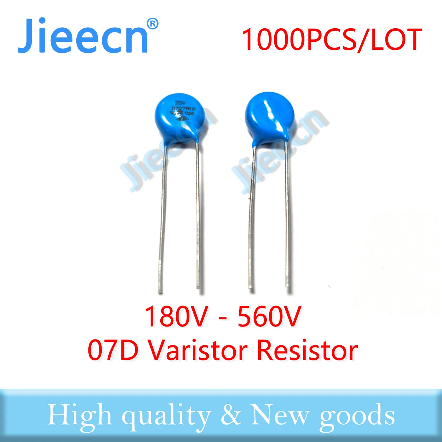 Resistor do varistor do ZOV, 07D, 180V-560V, 7D181K, 7D201K, 7D221K, 7D241K, 7D271K, 7D331K, 7D361K, 7D391K, 7D561K, 7D567D07D, PCes 7D 1000