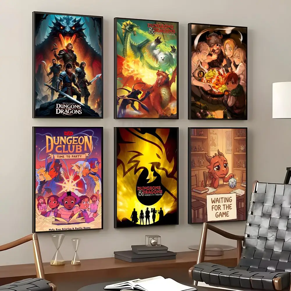 Game Dungeons & Dragons Poster Self-Adhesive Waterproof Wall Stickers, Coffee Bar Home Wall Decor