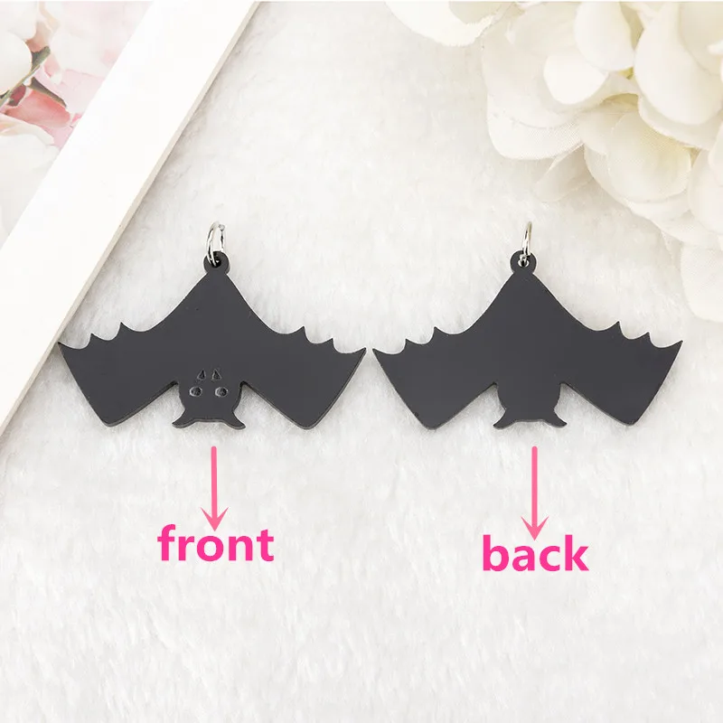 10Pcs Halloween Bat Charms Acrylic Coffin For Necklace Keychain Pendant DIY Earring Making