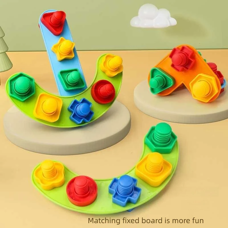 For Baby DIY Screw Toy Shape Matching Building Block Assembly Puzzle Early Education Montessori Nut Combination Gift for 3-6 Kid