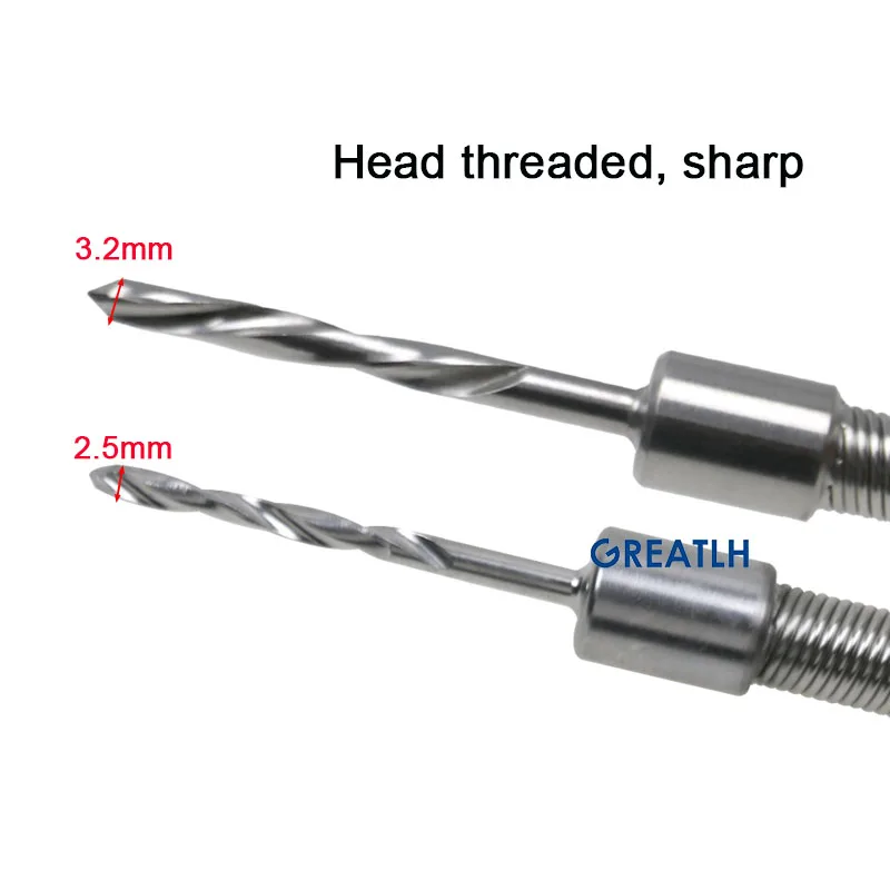 GREATLH Stainless Steel 2.5/3.2mm Soft Drill Flexible Drill Bit Medical Orthopedic Surgery Instrument pet