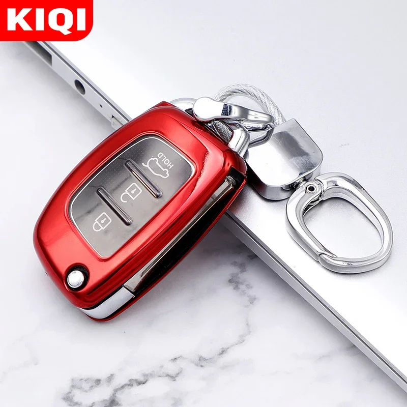 TPU Car Folding Key Case Cover Keychain for Hyundai ix25 ix35 i10 i20 Solaris Tucson Sonata Santa Fe Sport Elantra Creta Verna