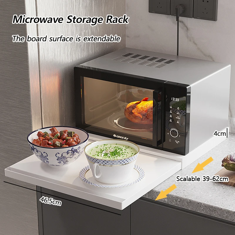 

Bottom Pull-out Storage Shelf Kitchen Microwave Drawer Storage Rack Oven Tray Kitchenware Organizer