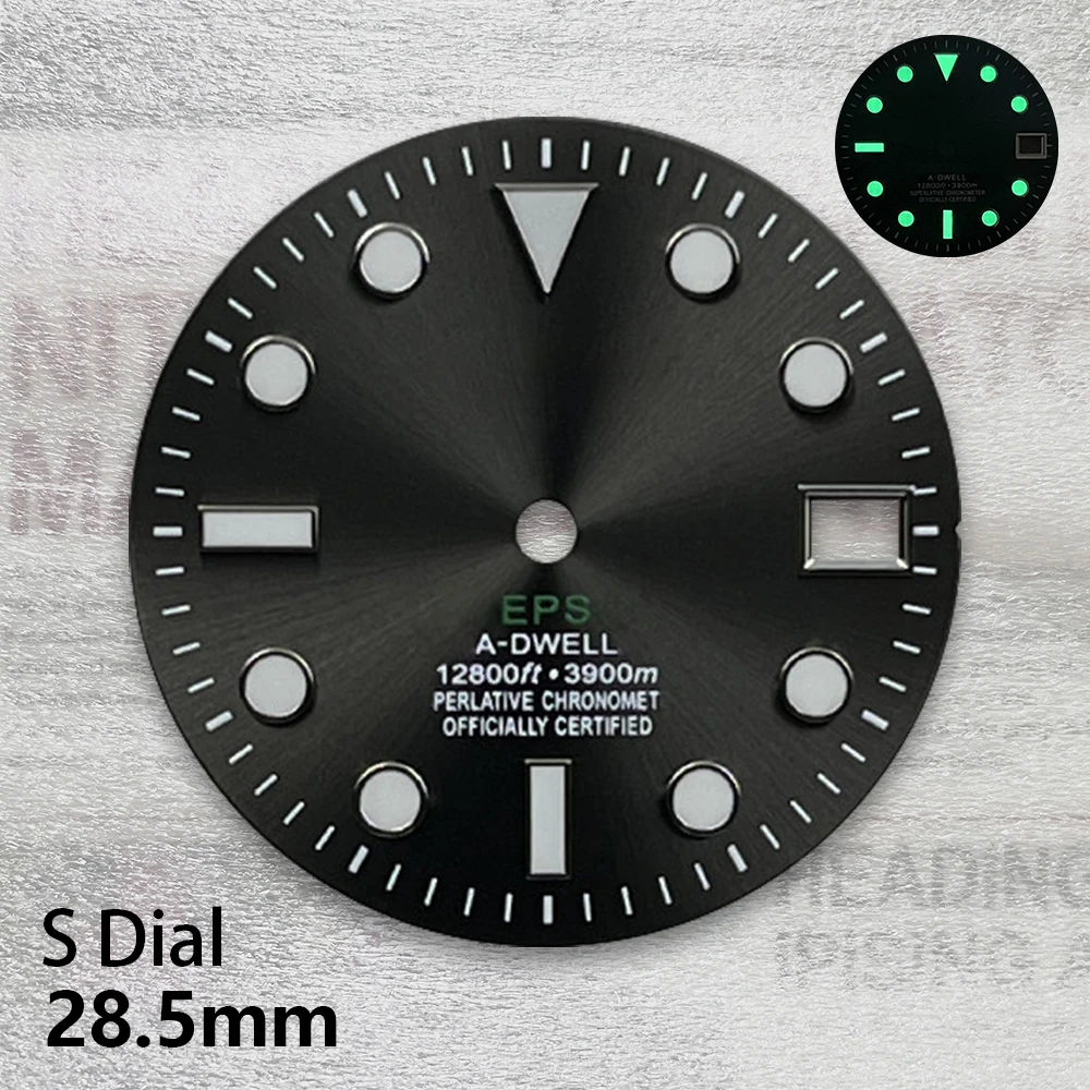 Cadran SUB avec logo S, adapté au mouvement NH35, NH36, cadran vert Shoous Sunray nickel é, accessoires de modification de montre, 28.5mm