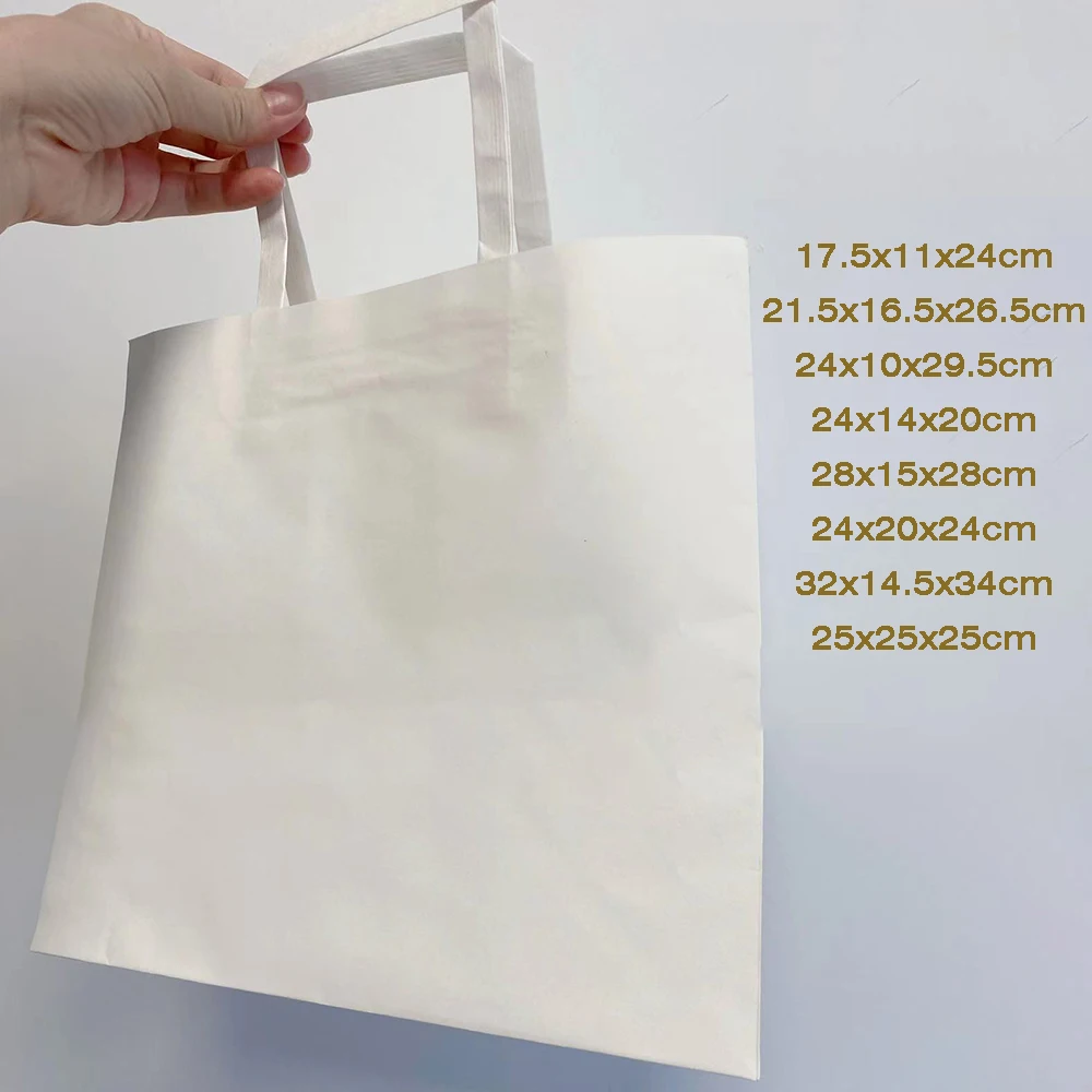 10pcs Kraft Paper Bag with Handle Gift Bags Biscuit Candy Food Cookie Bread Snacks Takeaway Bags Cake Boxes Packaging