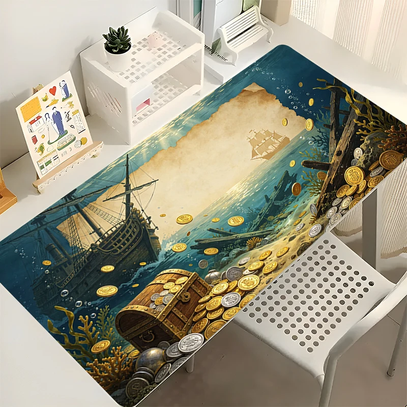 Mouse Pad Computer Accessories Retro nautical chart Speed Mousepad Designed specifically XXL Gaming Keyboard Mat Large Mouse Mat